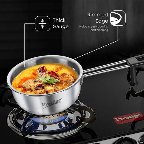 Prestige Tri-Ply Splendor Tadka Pan – 13 cm (550 ml) Stainless Steel