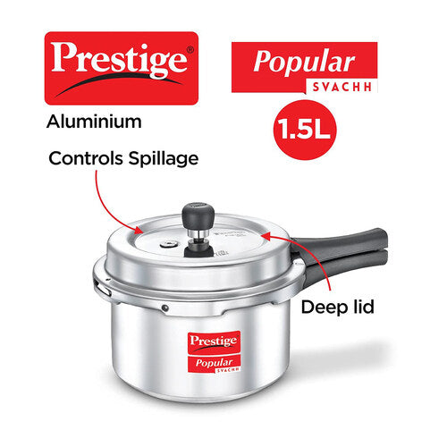 Prestige Popular Svachh Virgin Aluminium Spillage Control Pressure Cooker