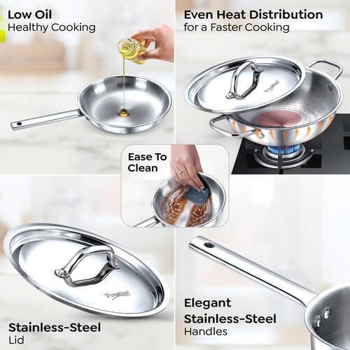 Prestige Tri-Ply Stainless Steel Cookware Set – 3 Piece BYK