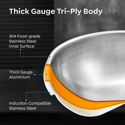 Prestige Tri-Ply Splendid Tasla with Stainless Steel Lid – Deep Cooking Kadhai