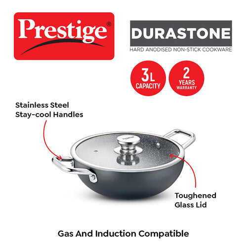Prestige Durastone Hard Anodised Non-Stick Cookware Deep Kadai