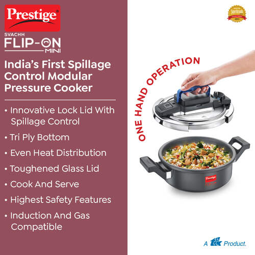 Prestige Svachh Flip-On Mini Pressure Cooker with Glass Lid