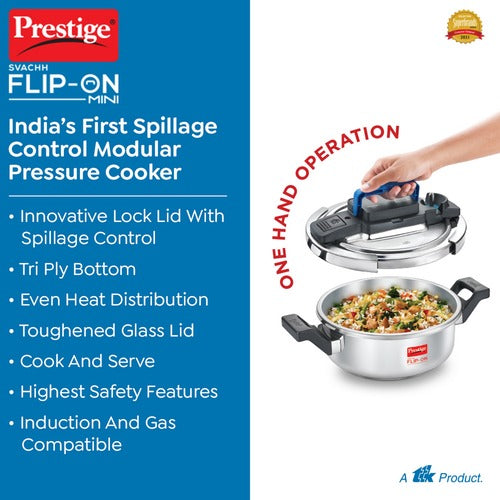 Prestige Svachh Flip-On Stainless Steel Pressure Cooker with Glass Lid