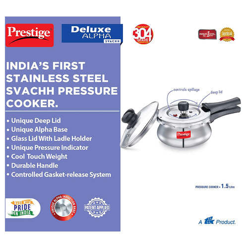 Prestige Deluxe Alpha Svachh Handi Cooker with Glass Lid