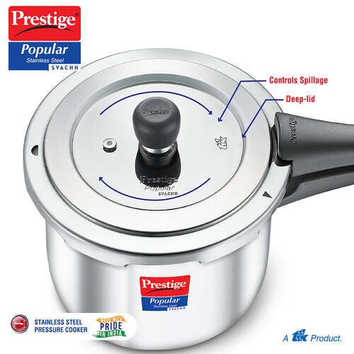 Prestige Popular Svachh Spillage Control Stainless Steel Pressure Cooker