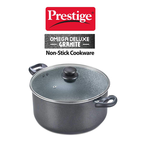 Prestige Omega Deluxe Granite Non-stick Stock Pot with Lid – Durable & PFOA Free Cookware