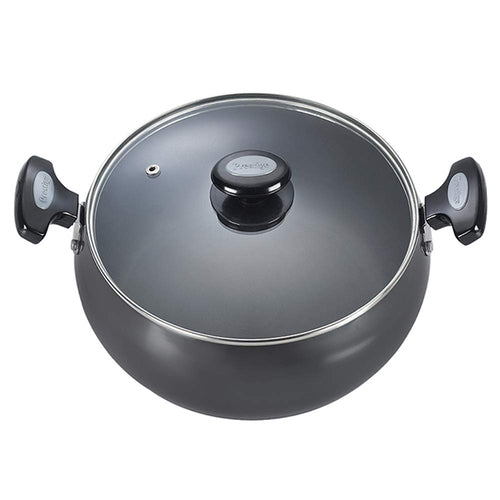 Prestige Hard Anodised Plus Sauce Pan with Glass Lid – Gas & Induction Compatible Cookware
