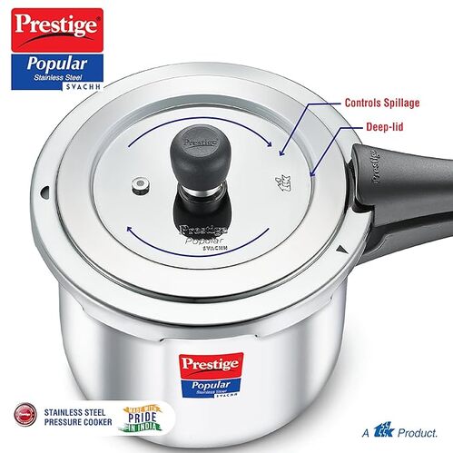 Prestige Popular Svachh Spillage Control Stainless Steel Pressure Cooker