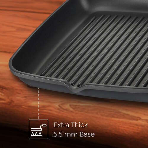 Prestige Omega Die Cast Aluminium Non-Stick Square Grill Pan – Durable & Healthy Cooking