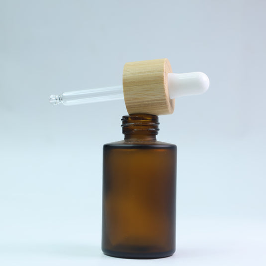 BROWN WOODEN LID DROPPER BOTTLE