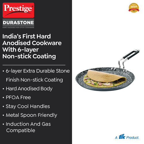 Prestige Durastone Hard Anodised 6 Layer Non-Stick Omni Tawa