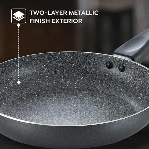 Prestige Omega Deluxe Granite Alpha 3 Piece BYK Non-Stick Cookware Set – PFOA Free Durable Cookware