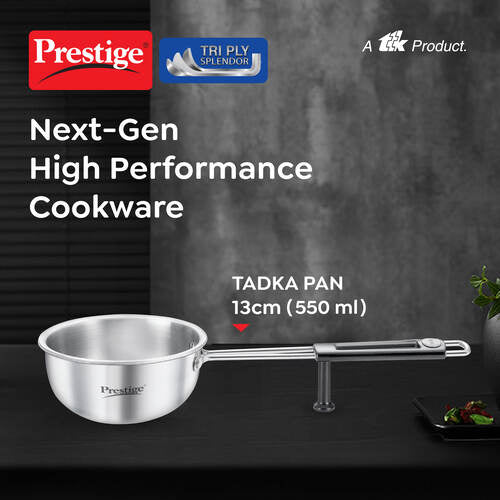 Prestige Tri-Ply Splendor Tadka Pan – 13 cm (550 ml) Stainless Steel