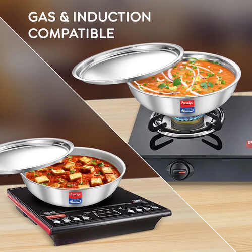 Prestige Tri-Ply Splendid Tasla with Stainless Steel Lid – Deep Cooking Kadhai