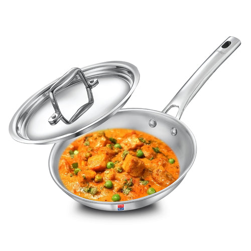 Prestige Tri-Ply Splendid Fry Pan with Stainless Steel Lid – Premium Cookware