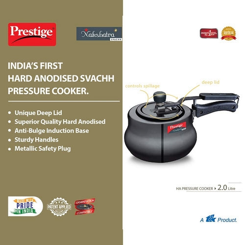Prestige Nakshatra Plus Svachh Hard Anodised Aluminium Spillage Control Handi Pressure Cooker