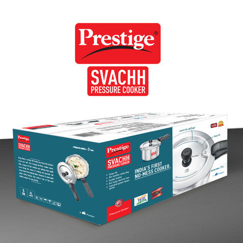 Prestige Svachh Aluminium Anti-Bulge Pressure Cooker – Gas & Induction Compatible