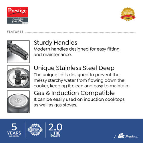 Prestige Nakshatra Cute Duo Svachh Hard Anodised Spillage Control Pressure Cooker – Induction & Gas Compatible