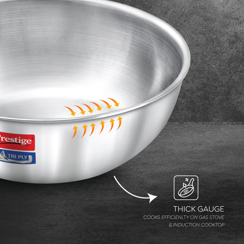Prestige Tri-Ply Tasla Kadai 6 Pc Set with Free Pakkad