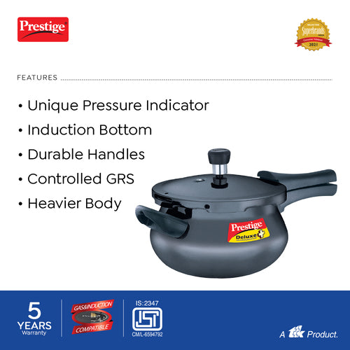 Prestige Deluxe Plus Hard Anodised Handi Pressure Cooker