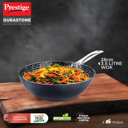 Prestige Durastone Hard Anodised 6 Layer Non-Stick Wok