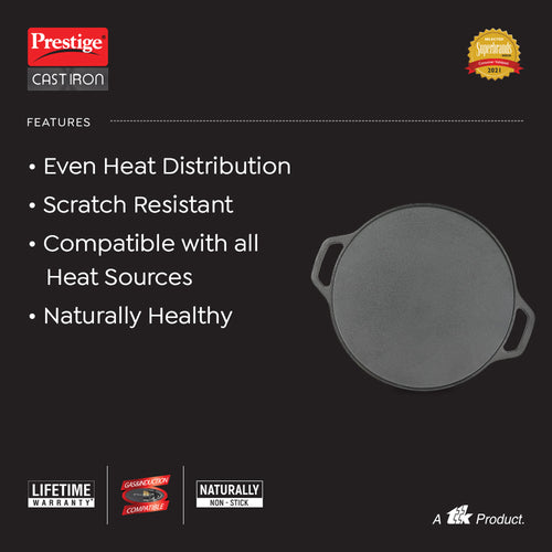 Prestige Cast Iron Scratch Resistant Dosa Tawa 30cm