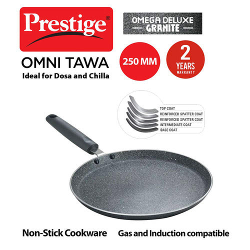 Prestige Omega Deluxe Granite Non-stick Omni Tawa – PFOA Free Round Base Cookware