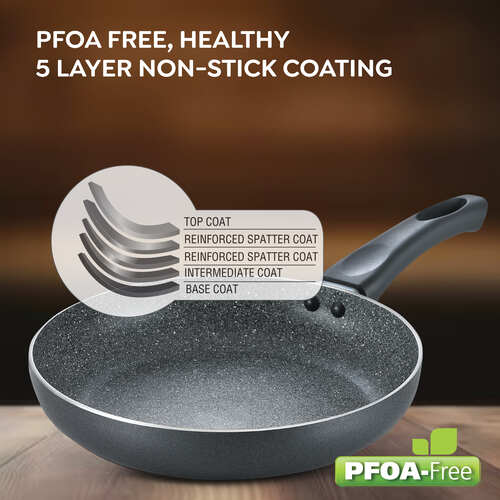 Prestige Omega Deluxe Granite Alpha 3 Piece BYK Non-Stick Cookware Set – PFOA Free Durable Cookware