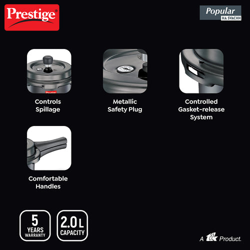 Prestige Popular Svachh Hard Anodised Pressure Cooker