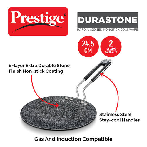Prestige Durastone Hard Anodised 6 Layer Non-Stick Concave Tawa