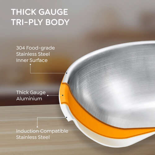 Prestige Tri-Ply Splendid Tasla with Stainless Steel Lid – Deep Cooking Kadhai