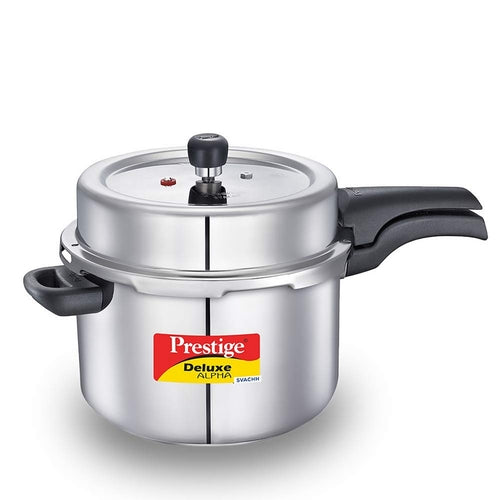 Prestige Deluxe Alpha Svachh Stainless Steel Pressure Cooker with Spillage Control Lid