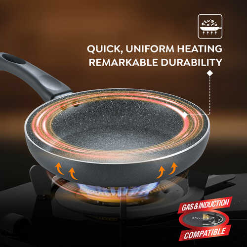 Prestige Omega Deluxe Granite Alpha 3 Piece BYK Non-Stick Cookware Set – PFOA Free Durable Cookware