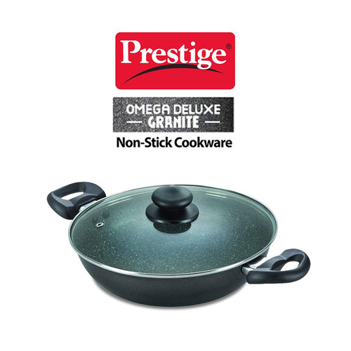 Prestige Omega Deluxe Granite Non-stick Kadai – PFOA Free Round Base Cookware with Durable Finish
