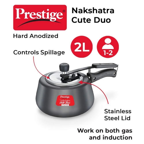 Prestige Nakshatra Cute Duo Svachh Hard Anodised Spillage Control Pressure Cooker – Induction & Gas Compatible