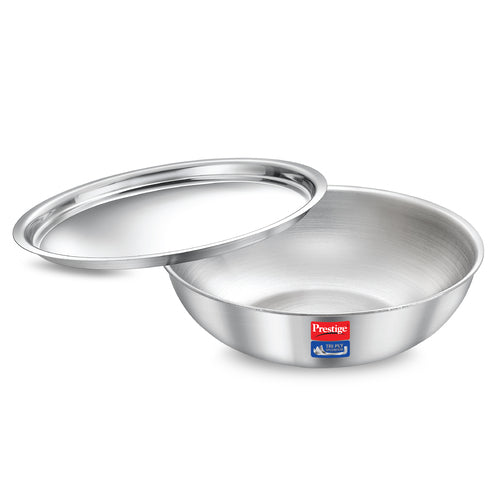 Prestige Tri-Ply Splendid Tasla with Stainless Steel Lid – Deep Cooking Kadhai