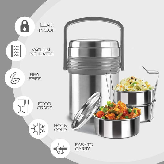 Milton Opus Triple-Layer Stainless Steel Lunch Box