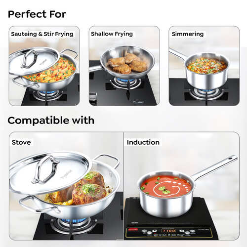 Prestige Tri-Ply Stainless Steel Cookware Set – 3 Piece BYK