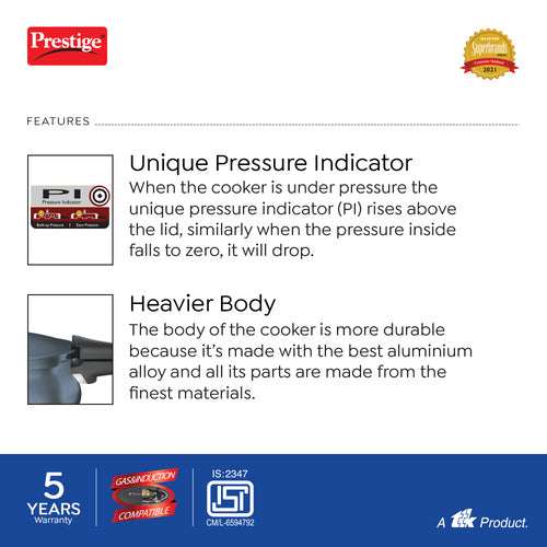 Prestige Deluxe Plus Hard Anodised Handi Pressure Cooker