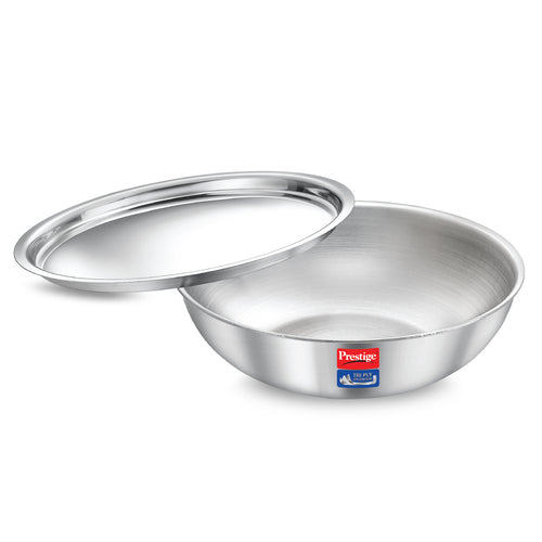Prestige Tri-Ply Splendid Tasla with Stainless Steel Lid – Deep Cooking Kadhai