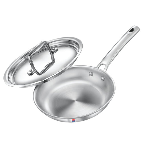 Prestige Tri-Ply Splendid Fry Pan with Stainless Steel Lid – Premium Cookware
