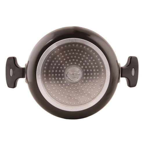 Prestige Hard Anodised Plus Saute Pan with Glass Lid – Durable Black Non-Stick Cookware