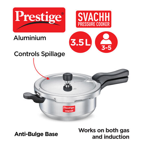 Prestige Svachh Aluminium Anti Bulge Gas and Induction Compatible Pan Pressure Cooker