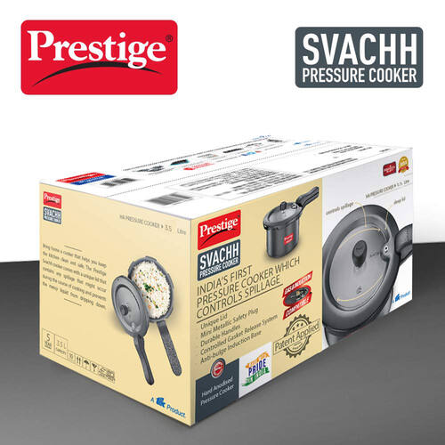 Prestige Svachh Hard Anodised Spillage Control Senior Pressure Cooker – Durable & Easy-Clean