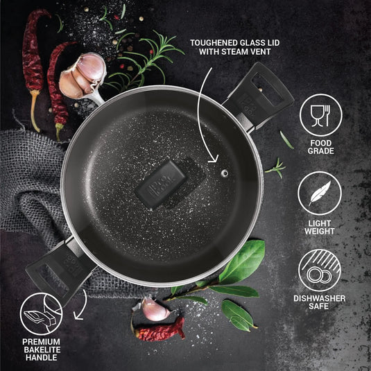 Milton Pro Cook Granito Induction Biryani Pot with Glass Lid