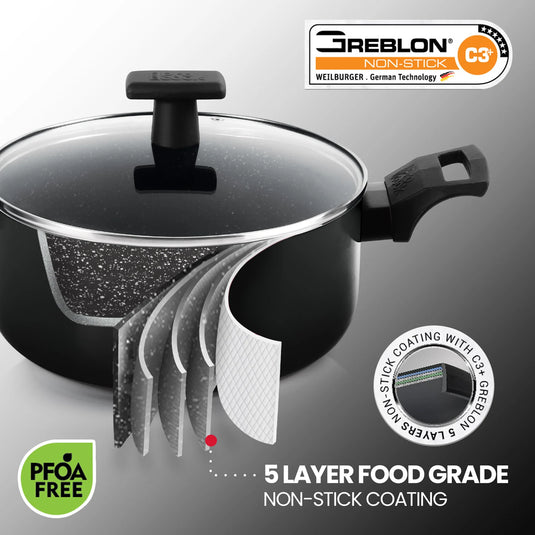 Milton Pro Cook Granito Induction Biryani Pot with Glass Lid