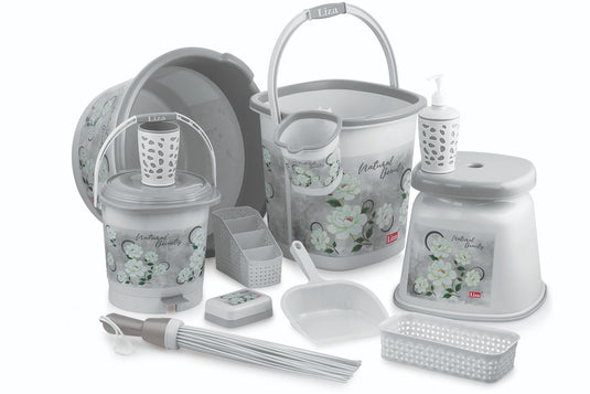 Liza Blossom 12-Piece Jumbo Bathroom Set - Complete Storage and Organization Solution with Elegant Design for a Neat and Stylish Bathroom