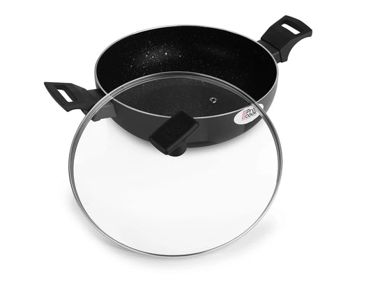 Milton Pro Cook Granito Induction Kadhai with Glass Lid