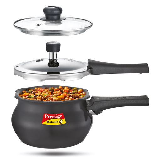 Prestige Deluxe Duo Plus Hard Anodised Pressure Handi with Glass Lid