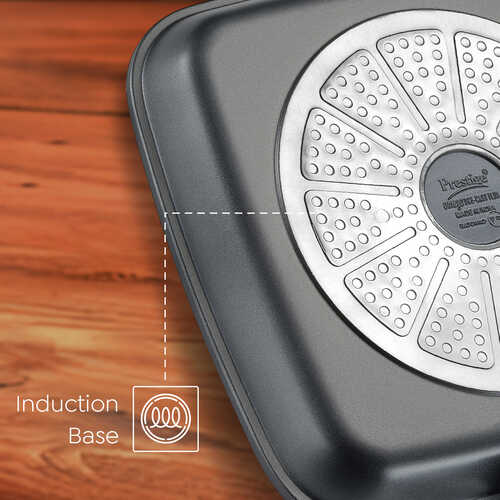 Prestige Omega Die Cast Aluminium Non-Stick Square Grill Pan – Durable & Healthy Cooking